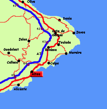 map of Calpe, Costa Blanca, Spain