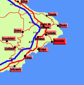 map of Moraira, Costa Blanca, Spain