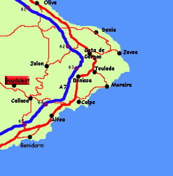 map of Guadalest, Costa Blanca, Spain